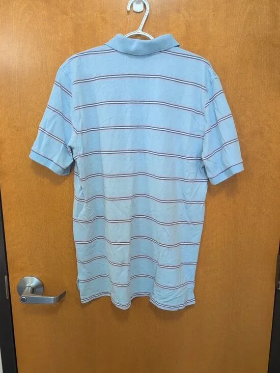 Brooks Brothers Shirt Mens L Blue Pink Short Sleeve Performance Polo Striped - Picture 6 of 10